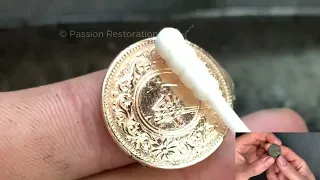 restoration and complete polishing of ancient coin