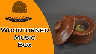 Woodturning Music box with glass insert