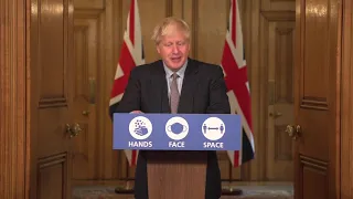 British Prime Minister Boris Johnson discusses England's coronavirus restrictions