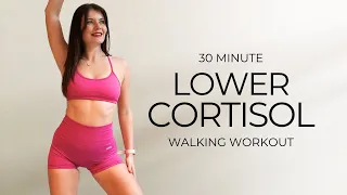 DO THIS WORKOUT TO REDUCE CORTISOL LEVELS & BELLY FAT- No Repeats | Lower Stress | Walk at Home