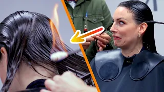 Women Try Fire Haircuts