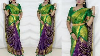 Festival Saree Draping Style/Saree wearing new elegant way to look More beautiful/@Saundaryaa