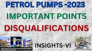 PETROL PUMPS ADVERTISEMENTS 2023:- DISQUALIFICATIONS