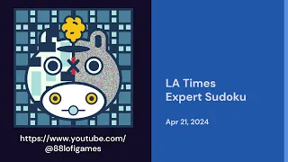 LA Times Expert Sudoku - Apr 21, 2024 Solution