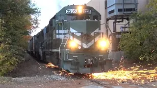 INSANE Locomotive Wheel Slip. LOTS OF SPARKS.