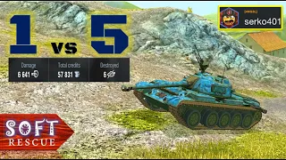 T-34-3: 6600 Damage , 1 vs 5