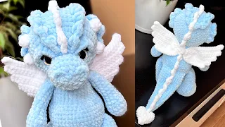 Crochet dragon from plush yarn 🤩 Master class ❤️ 30 cm without tail 🤩 Symbol 2024 / Part 1