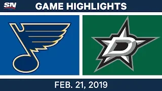 NHL Highlights | Blues vs. Stars - Feb 21, 2019