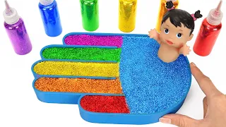 Satisfying Video l How to Make Rainbow Bathtubs into Mixing Slime with Glitter Pool Cutting ASMR