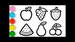 Fruits drawing painting,colouring | easy acrylic painting for kids | Art and Learn