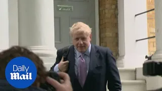 Boris Johnson ignores leadership questions as he leaves his home
