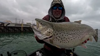 ICE IS GONE- Big Brown Trout Jigging