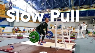 Mohammed Jawad Karrar Slow Pull Cleans 2015 Junior Worlds Training Hall