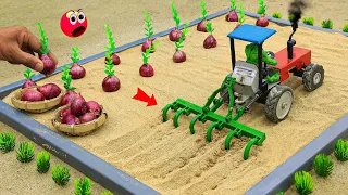 diy mini tractor making mini plough machine for agriculture | how to grow onion @sanocreator