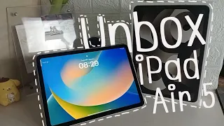 Unbox 📦 iPad Air 5 สี starlight 64 GB ,ติดฟิล์มใส เคสแม่เหล็ก
