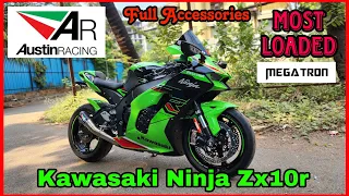 Kawasaki Ninja Zx10r Full Accessories | Price | Modification | Megatron 😈 Austin Racing GP1R exhaust