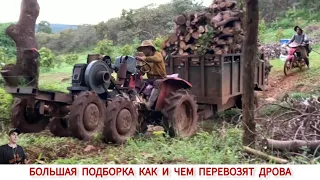 БОЛЬШАЯ ПОДБОРКА КАК И ЧЕМ ВОЗЯТ ДРОВА В РАЗНЫХ СТРАНАХ / TRANSPORTATION OF FIREWOOD BY TRACTOR