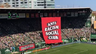 Timbers Army unveils anti-racism tifo ahead of Timbers-NYCFC game