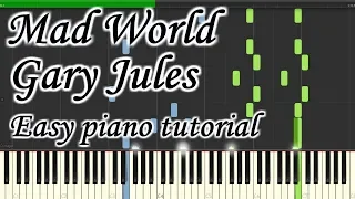 Mad World - Gary Jules - Very easy piano tutorial simple cover shynthesia planetcover