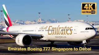 Full Trip Report| Emirates Boeing 777|Singapore SIN to Dubai DXB| Economy Class| December 2022 in 4K