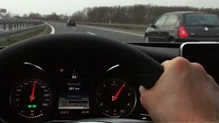 Mercedes C220 CDI W205 Onboard Drive on Autobahn Autostrada Driver View Acceleration Kickdown Sound