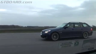 BMW M5 Touring vs Mercedes E55 AMG Kompressor sedan ALL OUT both stock. Classic from 2007.