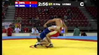 M.Ghiyas (IRI) vs Z.Khadjiev (FRA) 74kg 1/4 Final - 2013 Junior World Championships