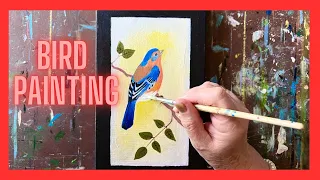 Blue Bird Painting/Acrylic Painting/ Easy Bird Painting