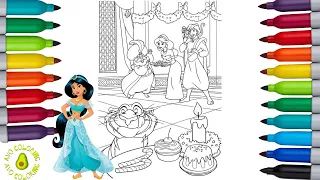 Disney Princess Jasmine and Prince Aladdin Coloring Book Page