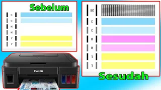 Printer Canon G2010, G2000 Tinta Hitam dan Warna tidak keluar, Hasil print  kosong, bergaris, kabur