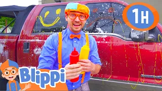 Learn to Wash Toy Trucks with Blippi! | 1 HOUR BEST OF BLIPPI | Blippi Toys - Educational Videos