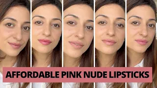 BEST PINK NUDE LIPSTICKS | Top 5 Affordable Pink Nude Lipsticks | Try on with Swatches
