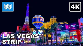 [4K] Las Vegas Strip at Night - Virtual Walking Tour - Treadmill Workout Video 🎧 Binaural Sound