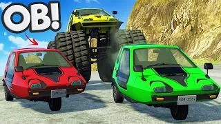 I Crashed OB with WEIRD CARS while Racing on a Mountain in BeamNG Drive Mods!