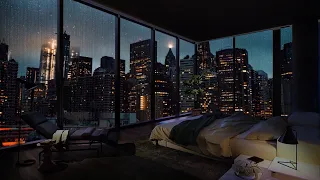 Luxury NYC Apartment | Amazing View Of Brooklyn | Rain Sounds For Sleeping And Studying