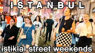 istanbul turkey 2024 weekends on istiklal Street and Taksim Square.4k|60fps