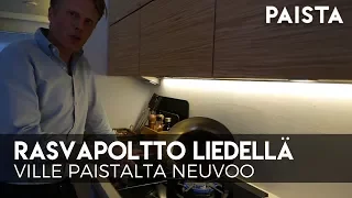 Hiiliteräspannun rasvapoltto liedellä