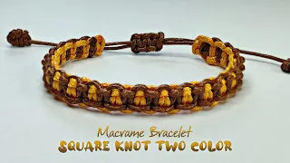 DIY Macrame Bracelet Square Knot Two Color Type 1 | Macrame Bracelet Tutorials