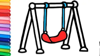 Cradle Drawing, Painting, Coloring for Kids and Toddlers// Draw Swing Cradle Step by Step