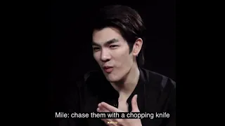 P’Mile used to chase his relatives with a knife because they stole his fried chicken😂 #milephakphum