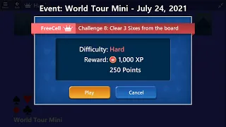 World Tour Mini Game #8 | July 24, 2021 Event | FreeCell Hard