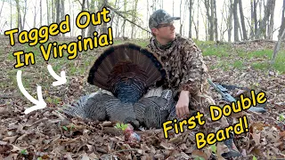 DOUBLE BEARD Gobbler in Virginia! Spring Turkey Hunting In The Timber, Tagged Out! Self-Filmed