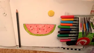 How to draw a watermelon. Сурот салуу дарбыз Bolalar uchun goramol rasm chizish как нарисовать арбуз