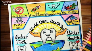 World Oral Health Day drawing / poster making on Oral Hygiene Day / Dental Health Care chart drawing