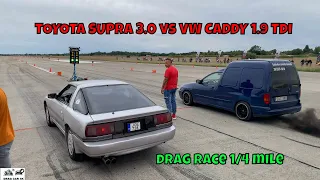 TOYOTA SUPRA 3.0 7M 173KW vs VW CADDY 1.9 TDI AHU drag race 1/4 mile 🚦🚗 - 4K UHD