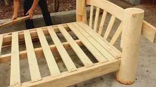 Simple  Woodworking Ideas,Strong and easy Bed out of Stumps and Pallets