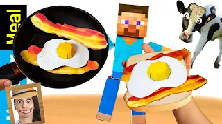 Eating Paper Breakfast with Minecraft | ASMR eating Sounds [fictional video] | Kluna Tik Style