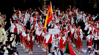 El desfile del equipo olímpico español en la ceremonia de inauguración de Tokio 2020