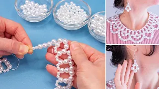 A beaded necklace-collar with pearls - how to make beaded jewelry easily!