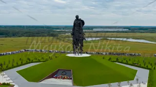 Rzhev, Russia. Rzhev Memorial to the Soviet Soldier, Aerial View Hyperlapse